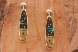 Calvin Begay Starry Night in the Pueblo Sterling Silver Earrings